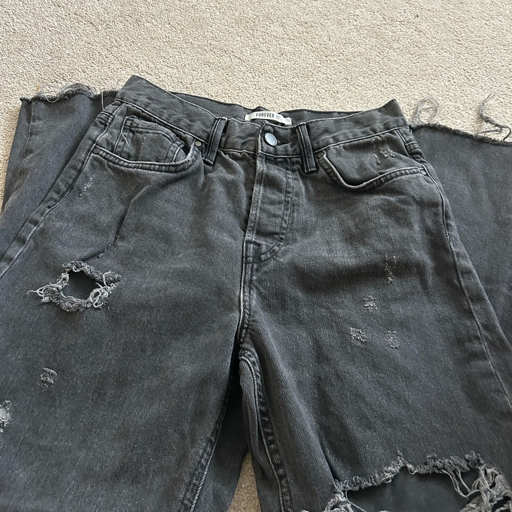Forever 21 Distressed Raw Hem Black Size 24 Jeans - Picture 4 of 6